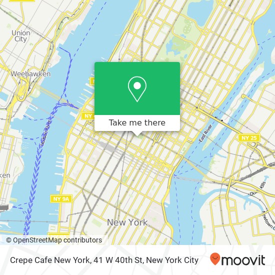 Crepe Cafe New York, 41 W 40th St map