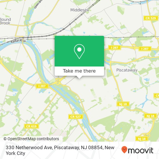 Mapa de 330 Netherwood Ave, Piscataway, NJ 08854