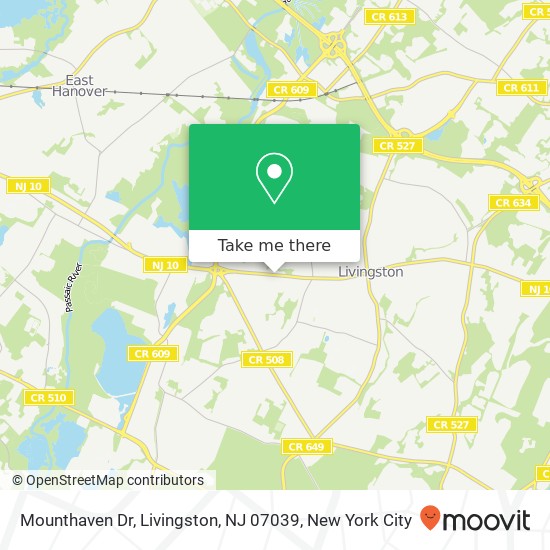 Mapa de Mounthaven Dr, Livingston, NJ 07039