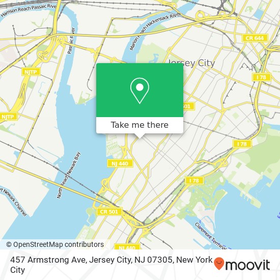 Mapa de 457 Armstrong Ave, Jersey City, NJ 07305