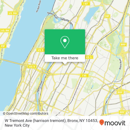 Mapa de W Tremont Ave (harrison tremont), Bronx, NY 10453