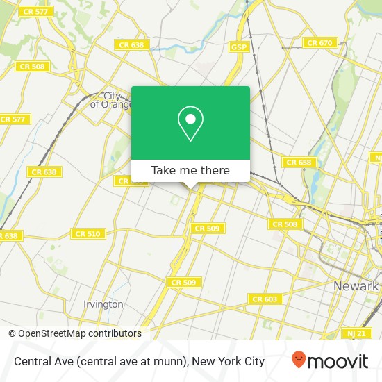 Central Ave (central ave at munn), East Orange, NJ 07018 map