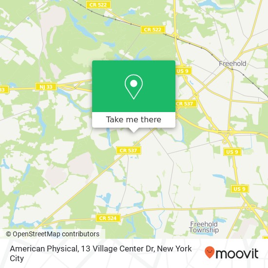 Mapa de American Physical, 13 Village Center Dr