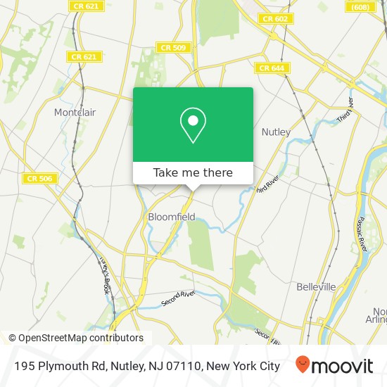 Mapa de 195 Plymouth Rd, Nutley, NJ 07110