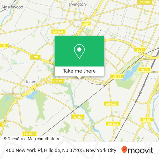 Mapa de 460 New York Pl, Hillside, NJ 07205