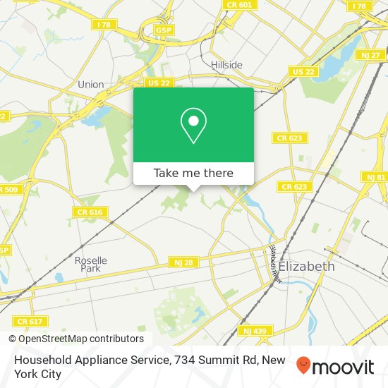 Mapa de Household Appliance Service, 734 Summit Rd