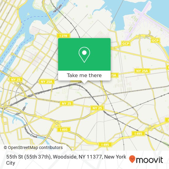 Mapa de 55th St (55th 37th), Woodside, NY 11377