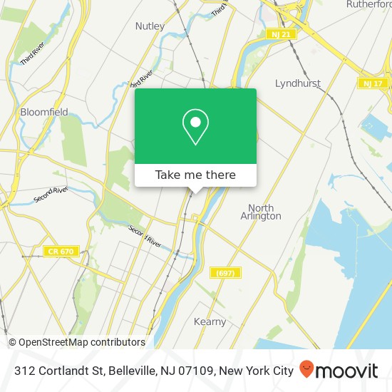 Mapa de 312 Cortlandt St, Belleville, NJ 07109