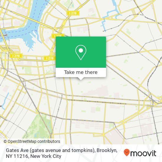 Mapa de Gates Ave (gates avenue and tompkins), Brooklyn, NY 11216