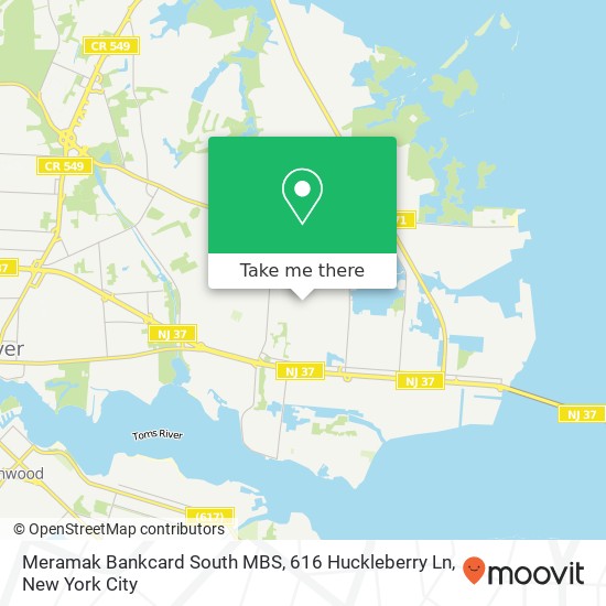Mapa de Meramak Bankcard South MBS, 616 Huckleberry Ln