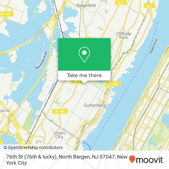 Mapa de 76th St (76th & lucky), North Bergen, NJ 07047