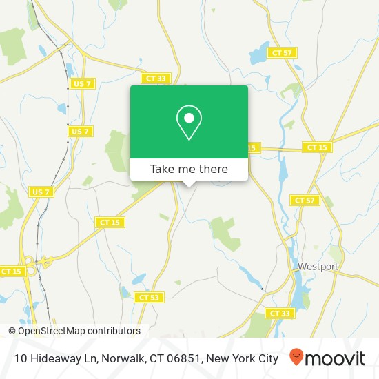 Mapa de 10 Hideaway Ln, Norwalk, CT 06851