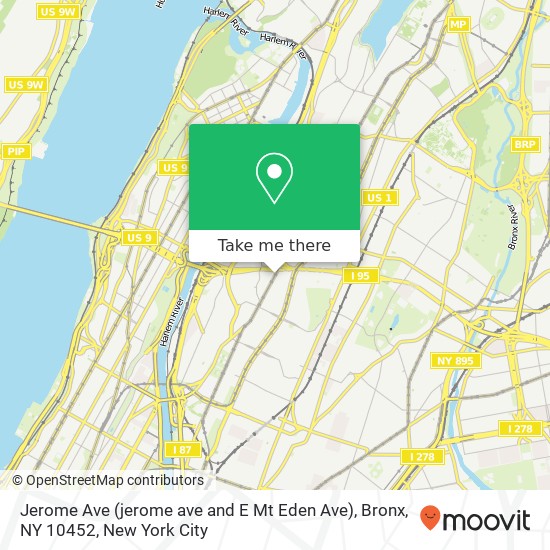 Mapa de Jerome Ave (jerome ave and E Mt Eden Ave), Bronx, NY 10452