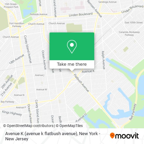 Mapa de Avenue K (avenue k flatbush avenue)