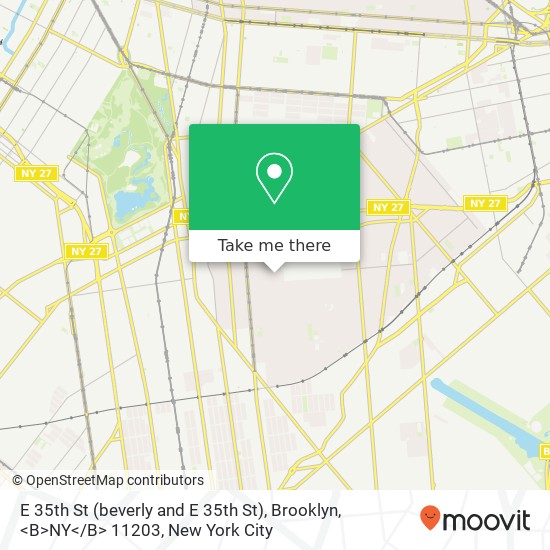 Mapa de E 35th St (beverly and E 35th St), Brooklyn, <B>NY< / B> 11203