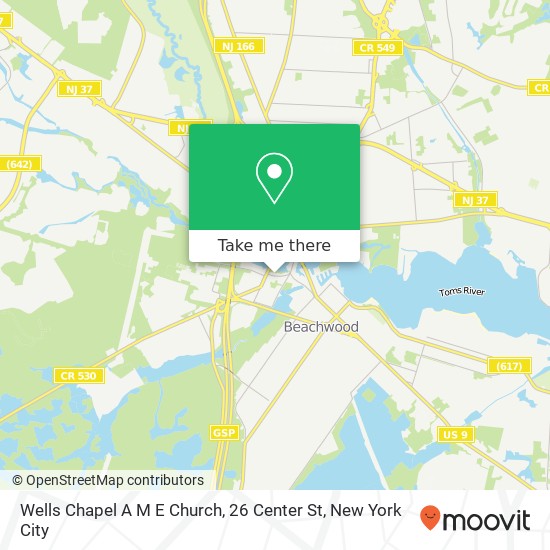 Mapa de Wells Chapel A M E Church, 26 Center St