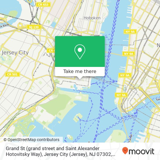 Mapa de Grand St (grand street and Saint Alexander Hotovitsky Way), Jersey City (Jersey), NJ 07302