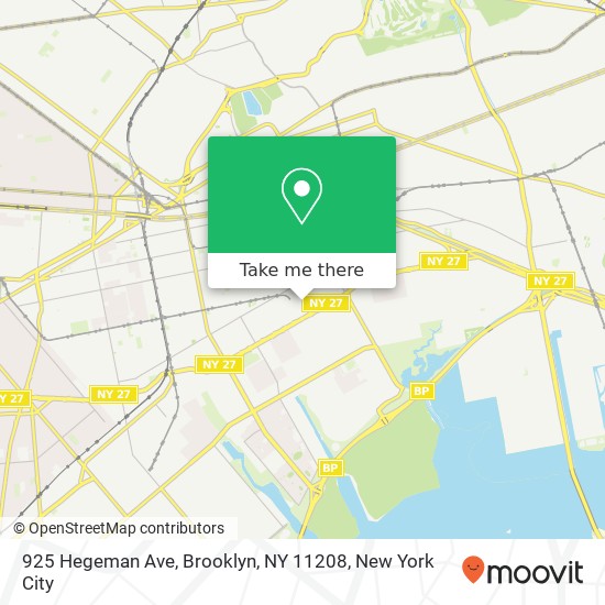 Mapa de 925 Hegeman Ave, Brooklyn, NY 11208