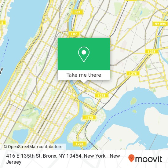 Mapa de 416 E 135th St, Bronx, NY 10454