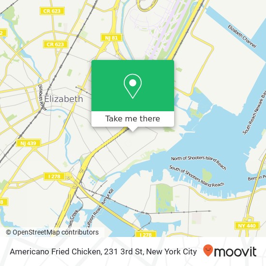 Mapa de Americano Fried Chicken, 231 3rd St