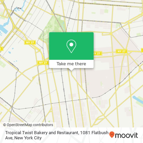 Mapa de Tropical Twist Bakery and Restaurant, 1081 Flatbush Ave