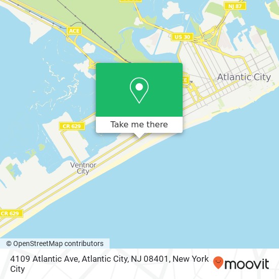 Mapa de 4109 Atlantic Ave, Atlantic City, NJ 08401