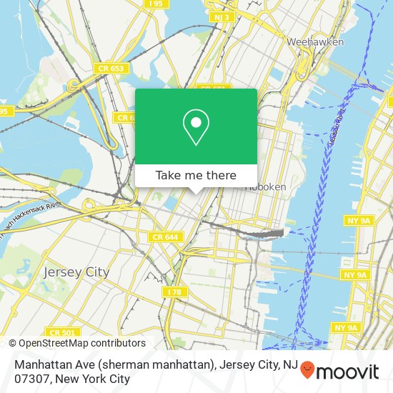 Mapa de Manhattan Ave (sherman manhattan), Jersey City, NJ 07307