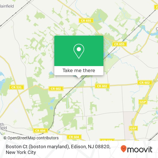 Mapa de Boston Ct (boston maryland), Edison, NJ 08820