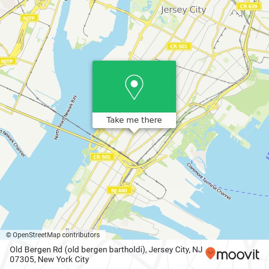Mapa de Old Bergen Rd (old bergen bartholdi), Jersey City, NJ 07305