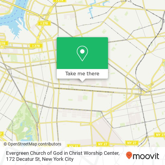 Evergreen Church of God in Christ Worship Center, 172 Decatur St map