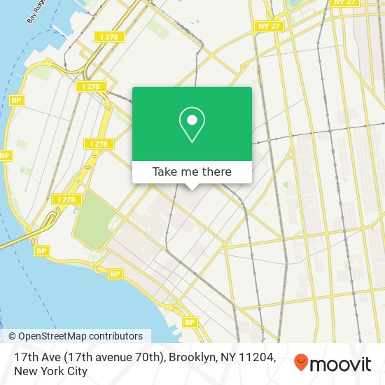 Mapa de 17th Ave (17th avenue 70th), Brooklyn, NY 11204
