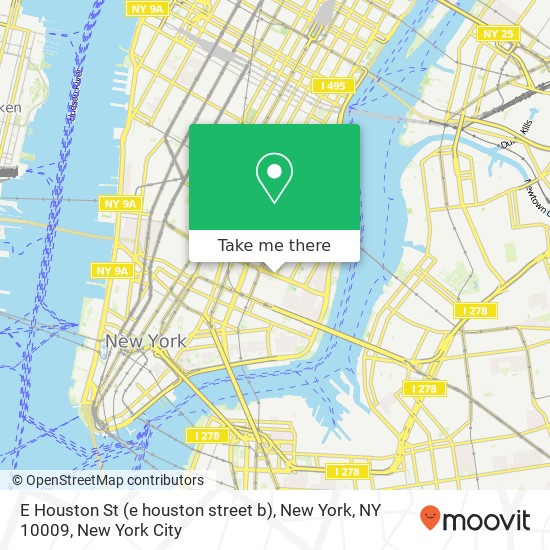 Mapa de E Houston St (e houston street b), New York, NY 10009