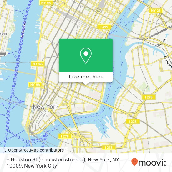 E Houston St (e houston street b), New York, NY 10009 map