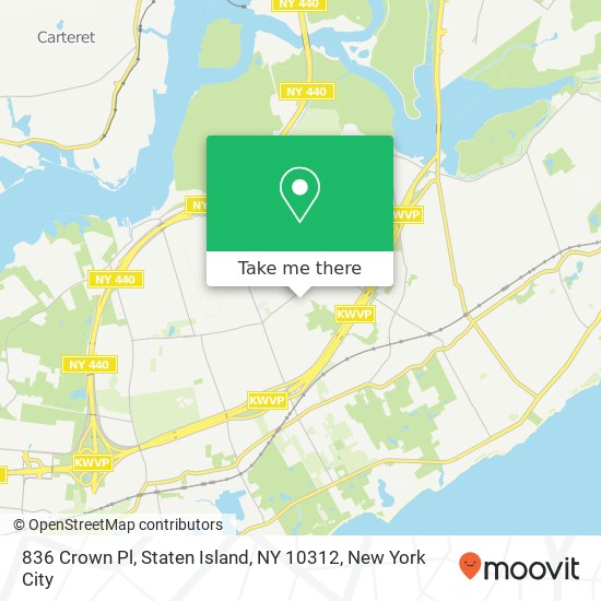 Mapa de 836 Crown Pl, Staten Island, NY 10312