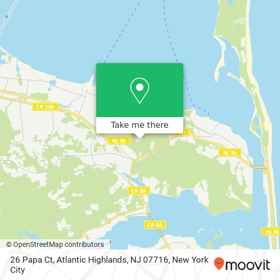 Mapa de 26 Papa Ct, Atlantic Highlands, NJ 07716