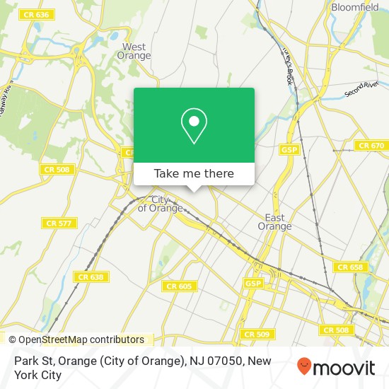 Mapa de Park St, Orange (City of Orange), NJ 07050