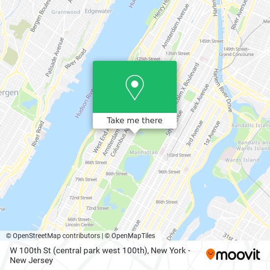 W 100th St (central park west 100th) map