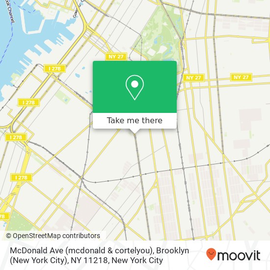 Mapa de McDonald Ave (mcdonald & cortelyou), Brooklyn (New York City), NY 11218