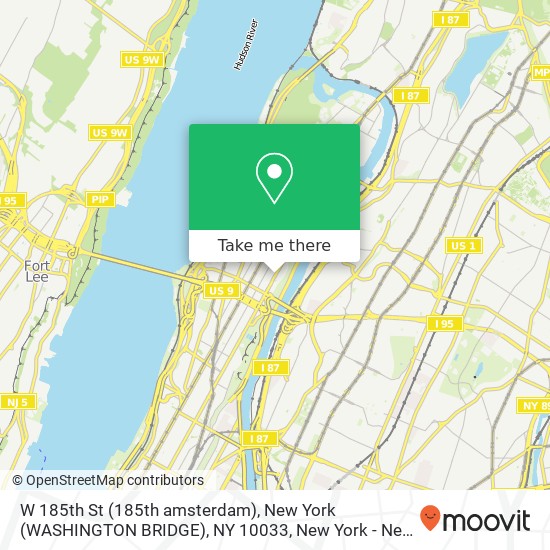 W 185th St (185th amsterdam), New York (WASHINGTON BRIDGE), NY 10033 map