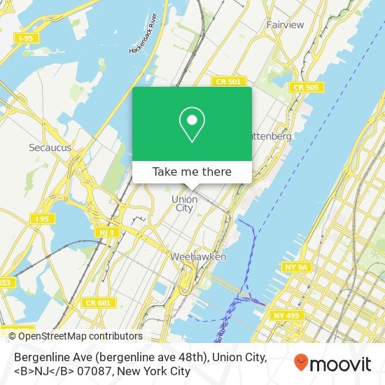 Mapa de Bergenline Ave (bergenline ave 48th), Union City, <B>NJ< / B> 07087