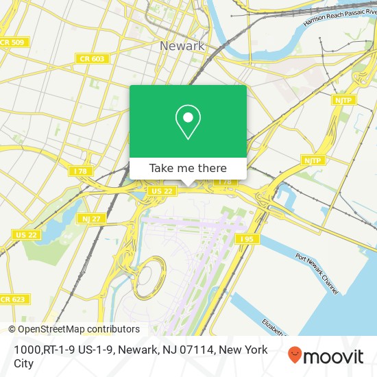 Mapa de 1000,RT-1-9 US-1-9, Newark, NJ 07114