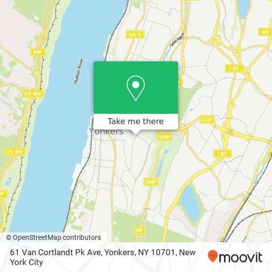 Mapa de 61 Van Cortlandt Pk Ave, Yonkers, NY 10701