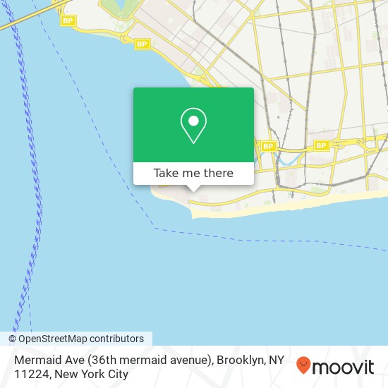 Mapa de Mermaid Ave (36th mermaid avenue), Brooklyn, NY 11224