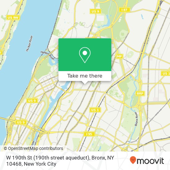 Mapa de W 190th St (190th street aqueduct), Bronx, NY 10468