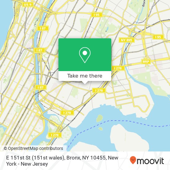 Mapa de E 151st St (151st wales), Bronx, NY 10455