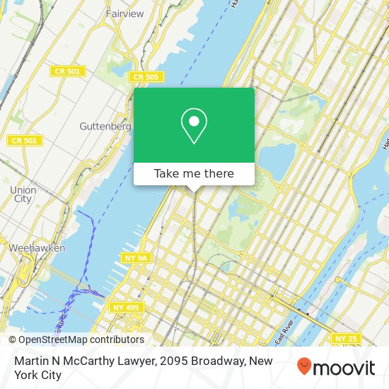 Martin N McCarthy Lawyer, 2095 Broadway map