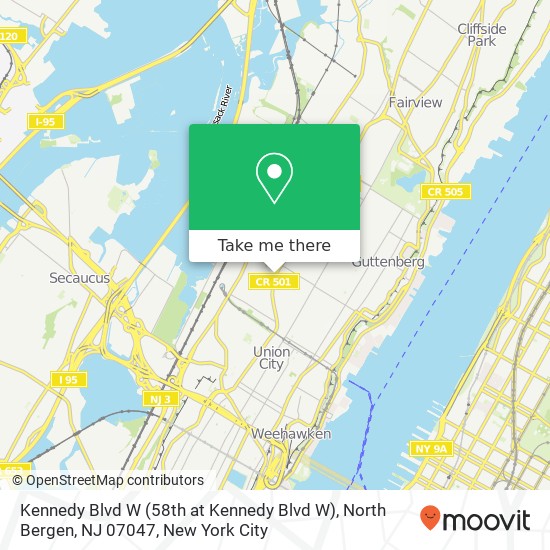 Mapa de Kennedy Blvd W (58th at Kennedy Blvd W), North Bergen, NJ 07047