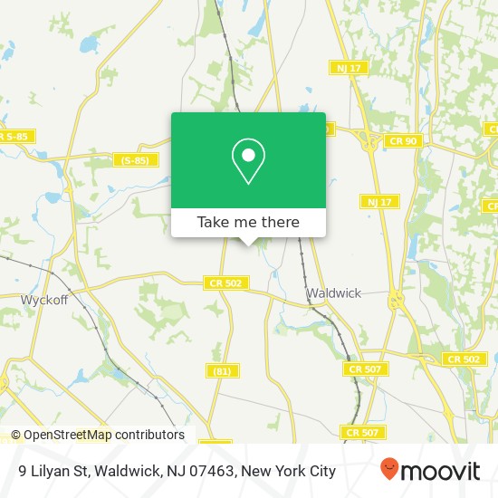 Mapa de 9 Lilyan St, Waldwick, NJ 07463