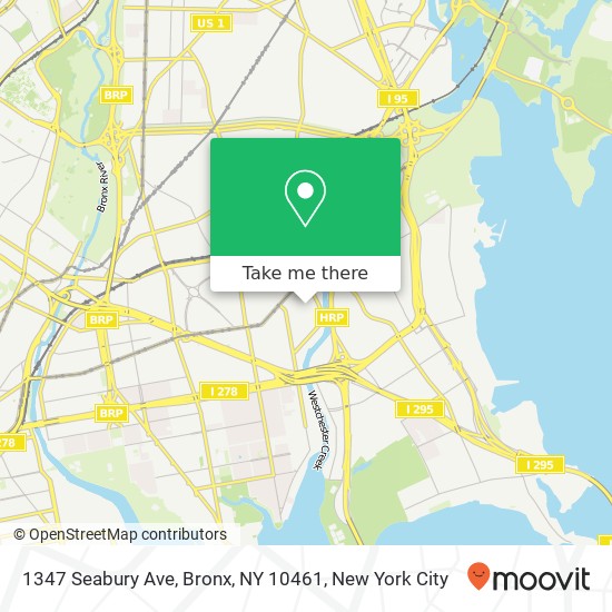 Mapa de 1347 Seabury Ave, Bronx, NY 10461