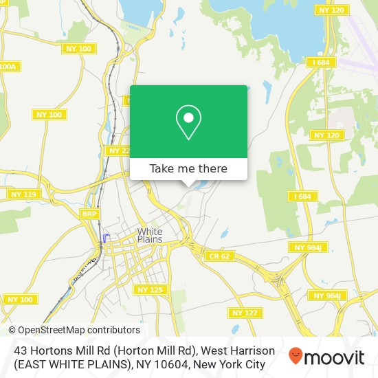 Mapa de 43 Hortons Mill Rd (Horton Mill Rd), West Harrison (EAST WHITE PLAINS), NY 10604